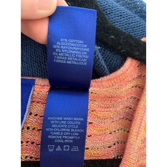 J.H Collectibles Womens Peach Multicolored Knitted Pullover Sweater Medium - Picture 5 of 7